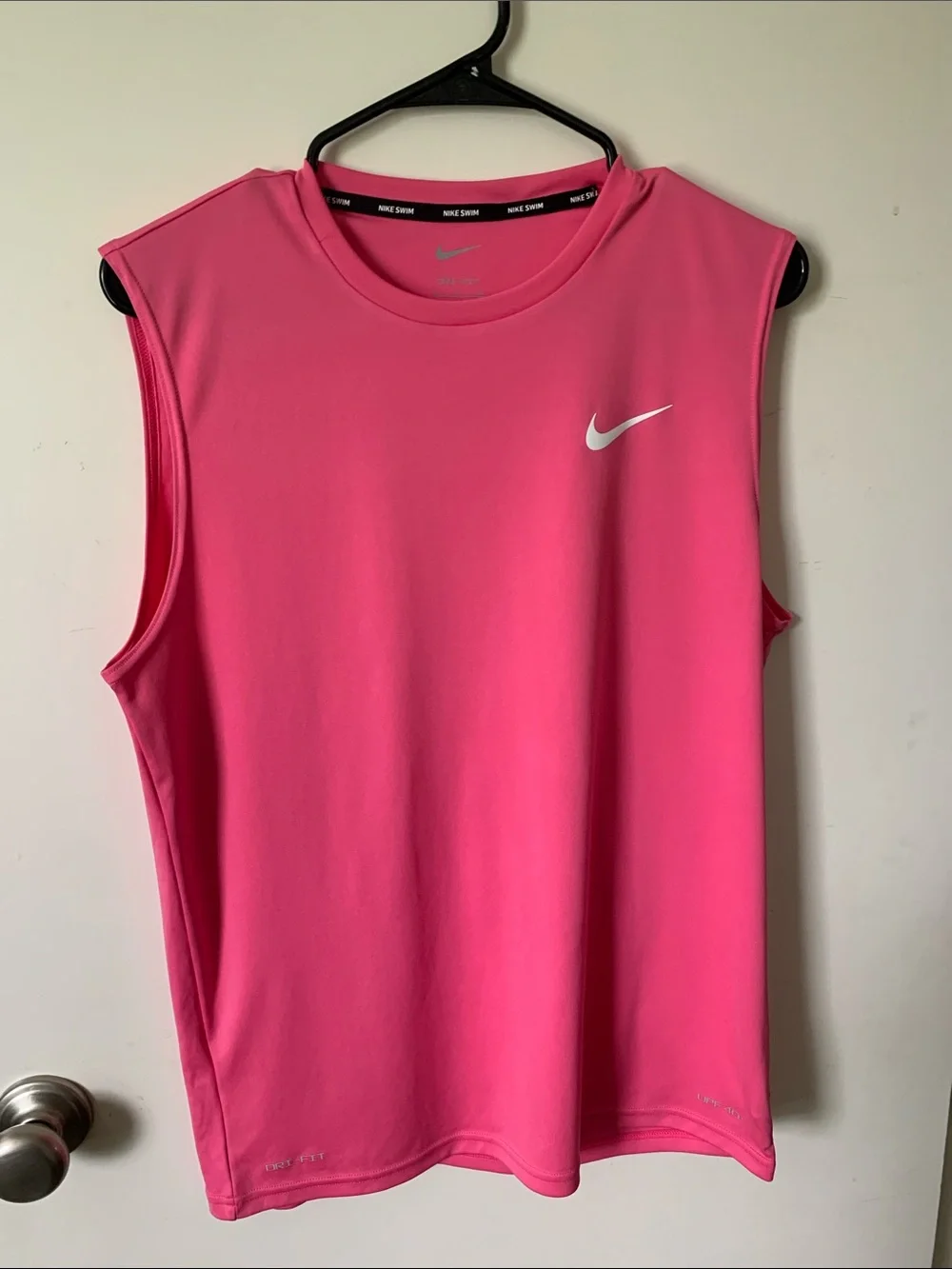 Nike Hot Pink Dri-FIT Muscle Tee with White Swoosh